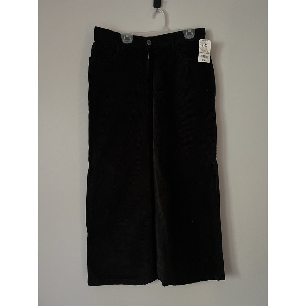 Vintage Corduroy Black Maxi Pencil Skirt 5 Pockets Women's Size 10 Petite Nwt